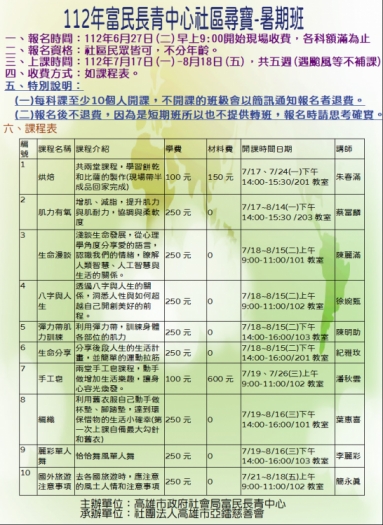 112年社區尋寶課程-暑期班